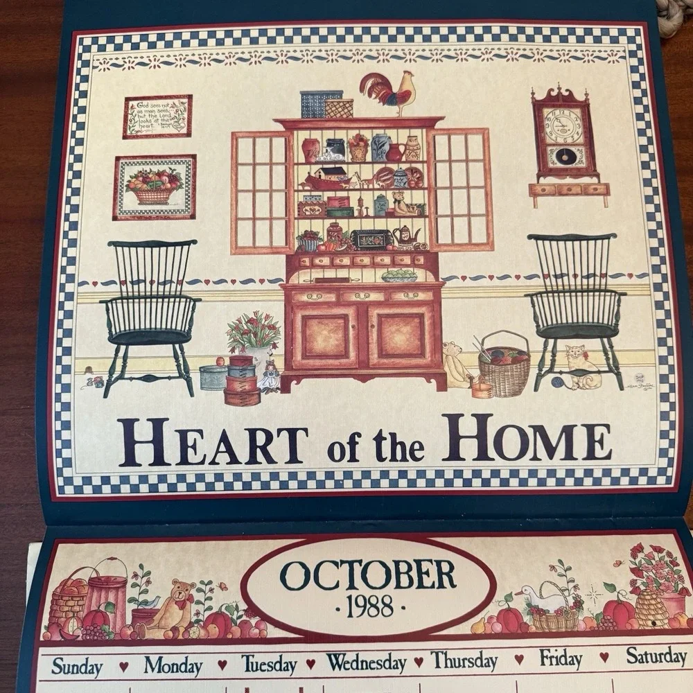 1988 Country Sampler Calendar – 12x12 – Folk Art Cottagecore‎ Grannycore